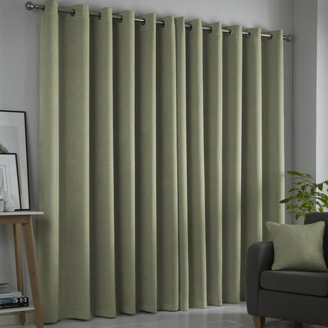 Strata Thermal Dim Out Woven Eyelet Curtains - Green Light Filtering - Strata Eyelet Curtains In Green 3