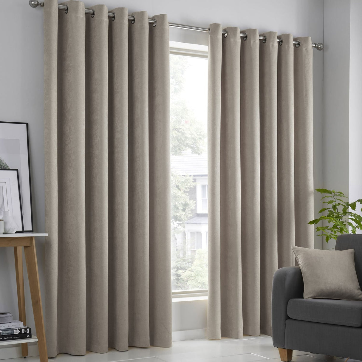 Strata Thermal Dim Out Woven Eyelet Curtains - Natural Light Filtering