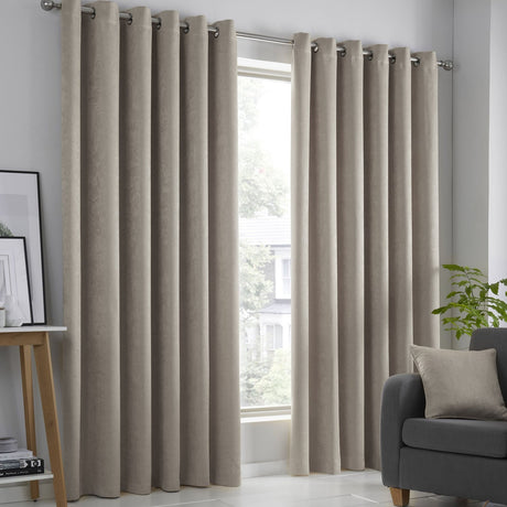 Strata Thermal Dim Out Woven Eyelet Curtains - Natural Light Filtering