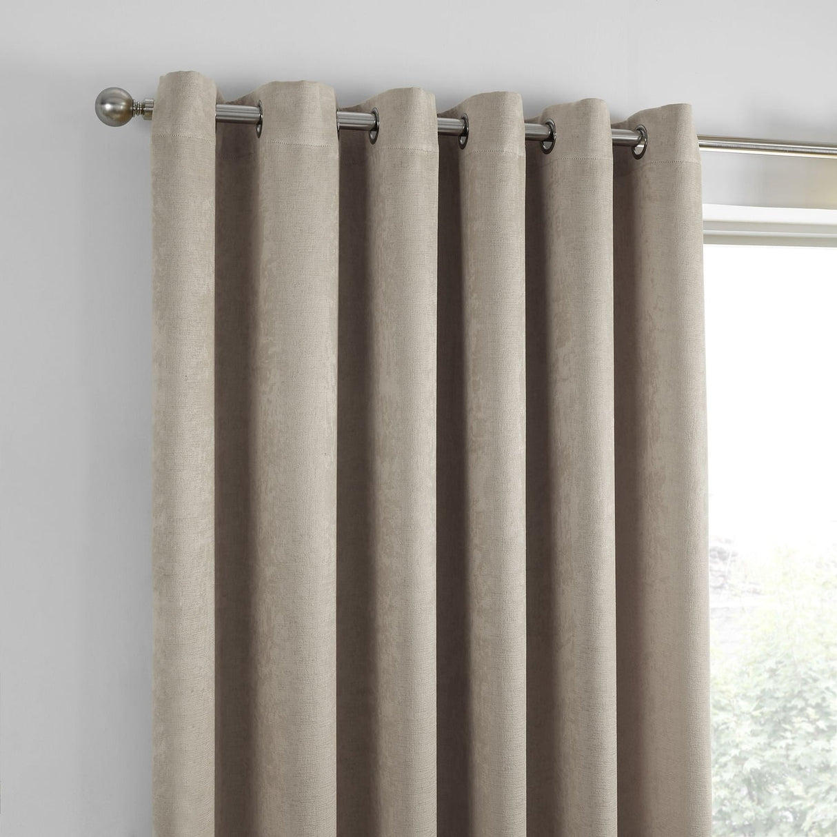 Strata Thermal Dim Out Woven Eyelet Curtains - Natural Light Filtering - Strata Eyelet Curtains In Natural 2
