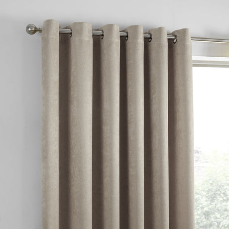 Strata Thermal Dim Out Woven Eyelet Curtains - Natural Light Filtering - Strata Eyelet Curtains In Natural 2