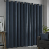 Strata Thermal Dim Out Woven Eyelet Curtains - Navy Light Filtering - Strata Eyelet Curtains In Navy 3