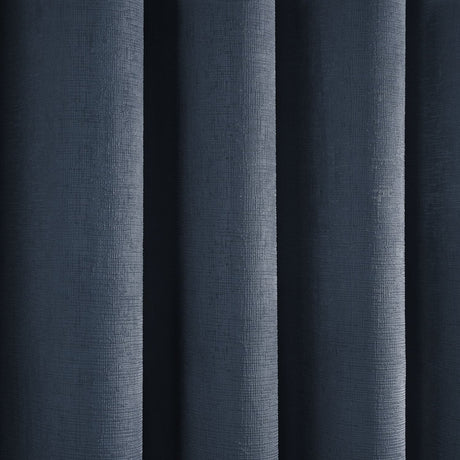 Strata Thermal Dim Out Woven Eyelet Curtains - Navy Light Filtering - Strata Eyelet Curtains In Navy 4