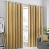Strata Thermal Dim Out Woven Eyelet Curtains - Ochre Light Filtering