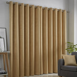 Strata Thermal Dim Out Woven Eyelet Curtains - Ochre Light Filtering - Strata Eyelet Curtains In Ochre 2