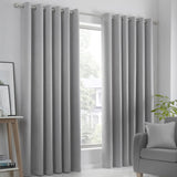 Strata Thermal Dim Out Woven Eyelet Curtains - Silver Light Filtering