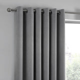 Strata Thermal Dim Out Woven Eyelet Curtains - Silver Light Filtering - Strata Eyelet Curtains In Silver 5