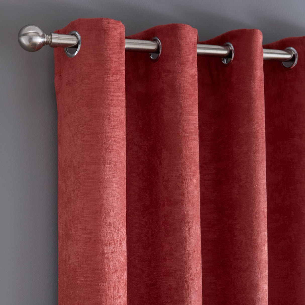 Strata Thermal Dim Out Woven Eyelet Curtains - Terracotta Light Filtering - Strata Eyelet Curtains In Terracotta 2