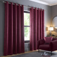 Strata Thermal Dim Out Woven Eyelet Curtains - Wine Light Filtering