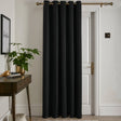 Strata Woven Thermal Door Curtain 66 x 84 Inch - Black Dimout Light Filtering