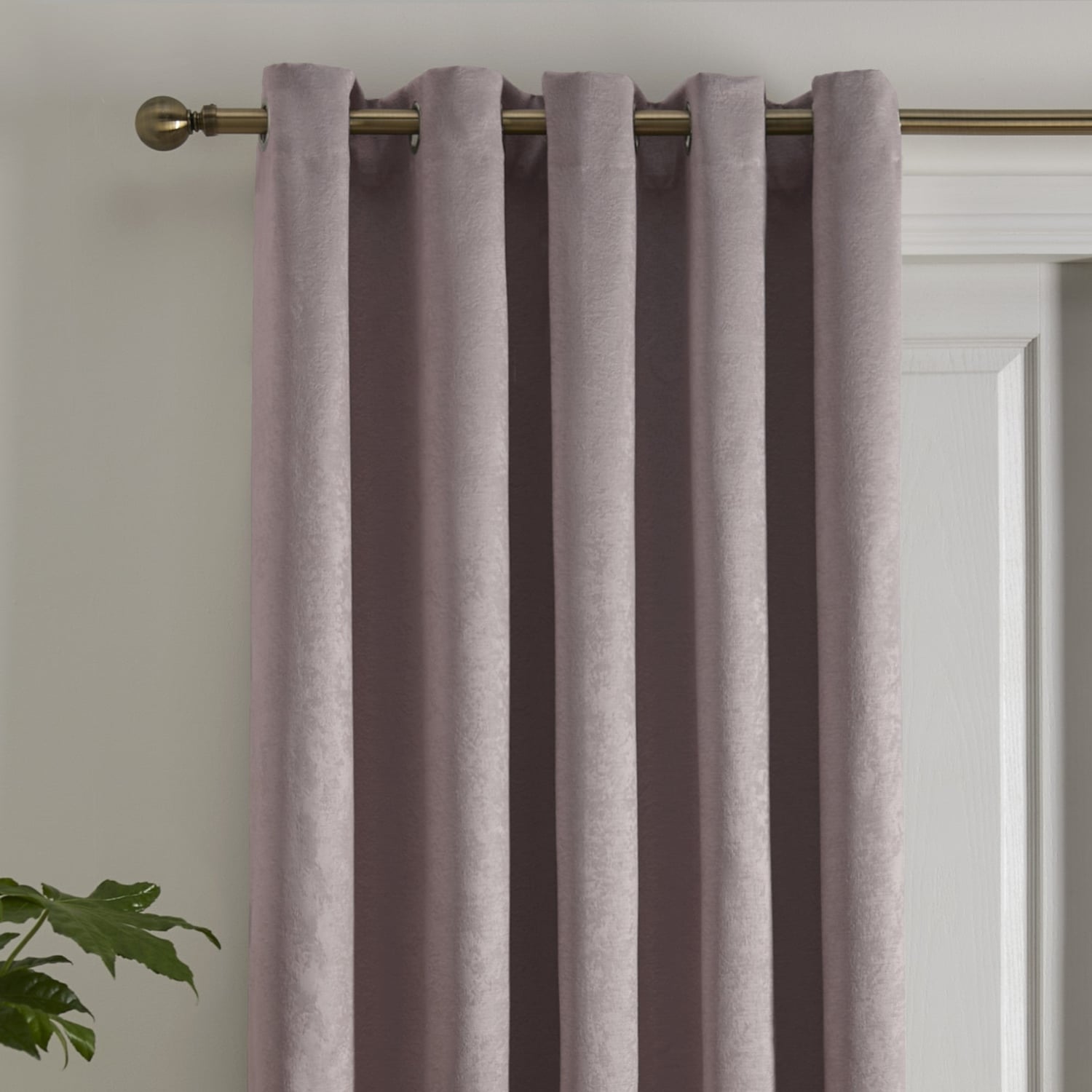 Strata Woven Thermal Door Curtain 66 x 84 Inch - Blush Dimout Light Filtering - Strata Eyelet Single Panel Door Curtain In Blush 2
