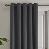 Strata Woven Thermal Door Curtain 66 x 84 Inch - Charcoal Dimout Light Filtering - Strata Eyelet Single Panel Door Curtain In Charcoal 2