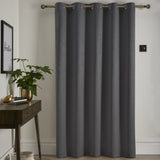 Strata Woven Thermal Door Curtain 66 x 84 Inch - Charcoal Dimout Light Filtering - Strata Eyelet Single Panel Door Curtain In Charcoal 3