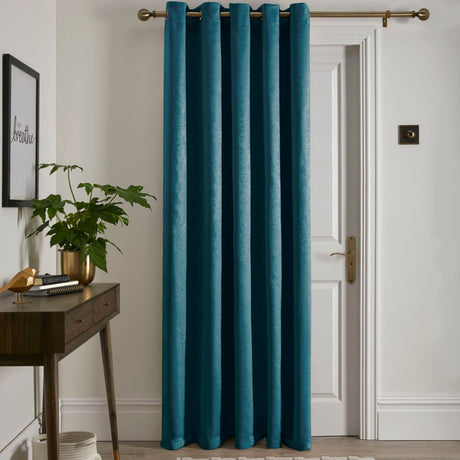 Strata Woven Thermal Door Curtain 66 x 84 Inch - Forest Green Dimout Light Filtering