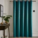 Strata Woven Thermal Door Curtain 66 x 84 Inch - Forest Green Dimout Light Filtering - Strata Eyelet Single Panel Door Curtain In Dark Green New Green 2