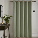 Strata Woven Thermal Door Curtain 66 x 84 Inch - Green Dimout Light Filtering - Strata Eyelet Single Panel Door Curtain In Green 3