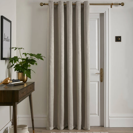 Strata Woven Thermal Door Curtain 66 x 84 Inch - Natural Dimout Light Filtering
