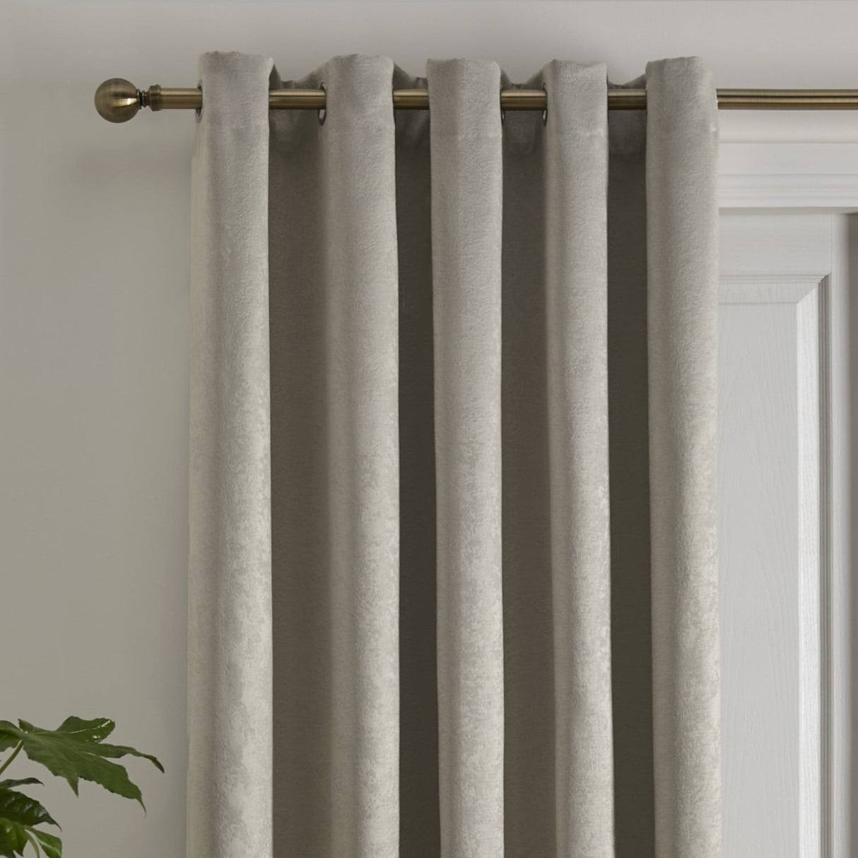 Strata Woven Thermal Door Curtain 66 x 84 Inch - Natural Dimout Light Filtering - Strata Eyelet Single Panel Door Curtain In Natural 2