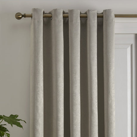 Strata Woven Thermal Door Curtain 66 x 84 Inch - Natural Dimout Light Filtering - Strata Eyelet Single Panel Door Curtain In Natural 2