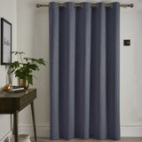 Strata Woven Thermal Door Curtain 66 x 84 Inch - Navy Dimout Light Filtering - Strata Eyelet Single Panel Door Curtain In Navy 3