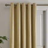 Strata Woven Thermal Door Curtain 66 x 84 Inch - Ochre Dimout Light Filtering - Strata Eyelet Single Panel Door Curtain In Ochre 2
