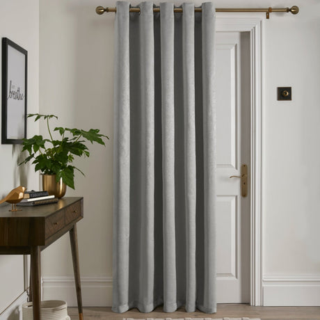 Strata Woven Thermal Door Curtain 66 x 84 Inch - Silver Dimout Light Filtering