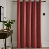 Strata Woven Thermal Door Curtain 66 x 84 Inch - Terracotta Dimout Light Filtering - Strata Eyelet Single Panel Door Curtain In Terracotta 2