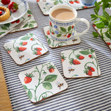 Ulster Weavers Strawberry Patch Coasters 4 Pack - Strawberry Patch Coasters 4 Pack In Green 2