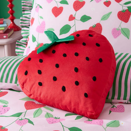 Strawberry Shaped Kids Filled Cushion Red