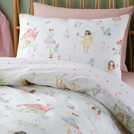 Summer Fairies Kids Pink Fairy Print Polycotton Duvet Cover Set - Summer Fairies Duvet Cover Set In Pink 2
