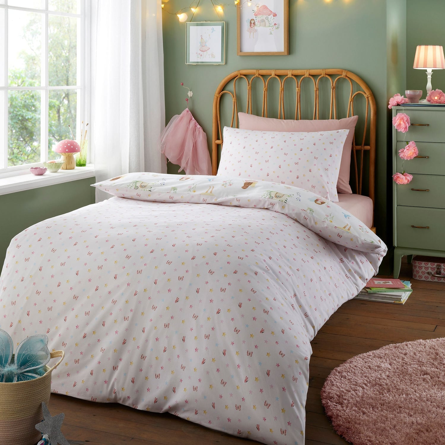 Summer Fairies Kids Pink Fairy Print Polycotton Duvet Cover Set - Summer Fairies Duvet Cover Set In Pink 4