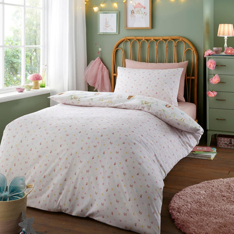 Summer Fairies Kids Pink Fairy Print Polycotton Duvet Cover Set - Summer Fairies Duvet Cover Set In Pink 4