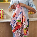 Summer Fruits 100% Cotton Pink Tea Towel - Summer Fruits Cotton Tea Towel - Life Is Peachy 2