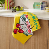 Summer Fruits 100% Cotton Yellow Tea Towel - Summer Fruits Cotton Tea Towel - Mon Cheri 2