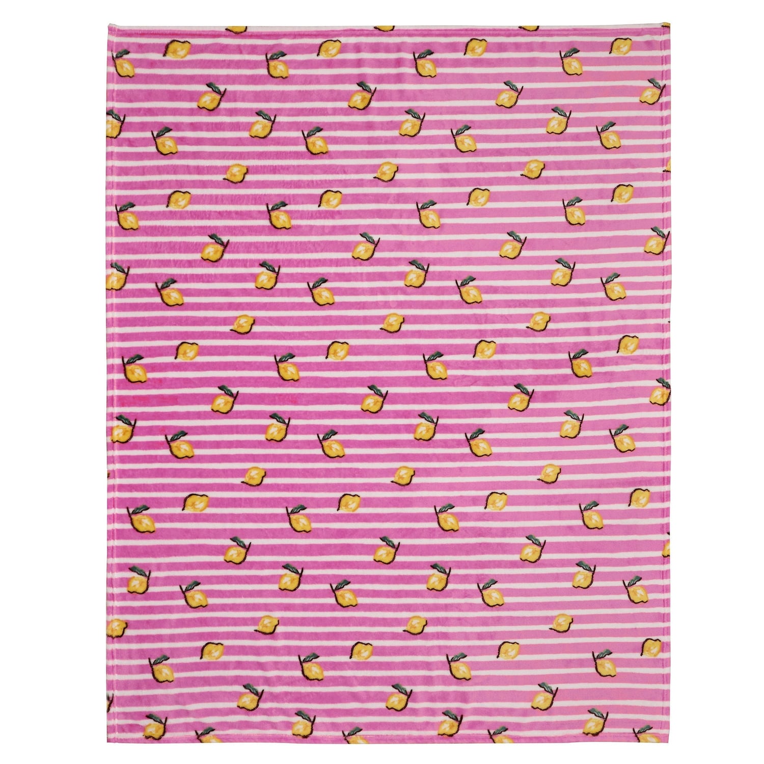 Summer Fruits Pink Lemon and Stripe Recycled Polyester Throw - Summer Fruits Throw In Pink 120 X 150Cm 4
