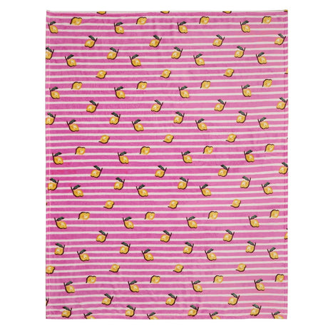 Summer Fruits Pink Lemon and Stripe Recycled Polyester Throw - Summer Fruits Throw In Pink 120 X 150Cm 4