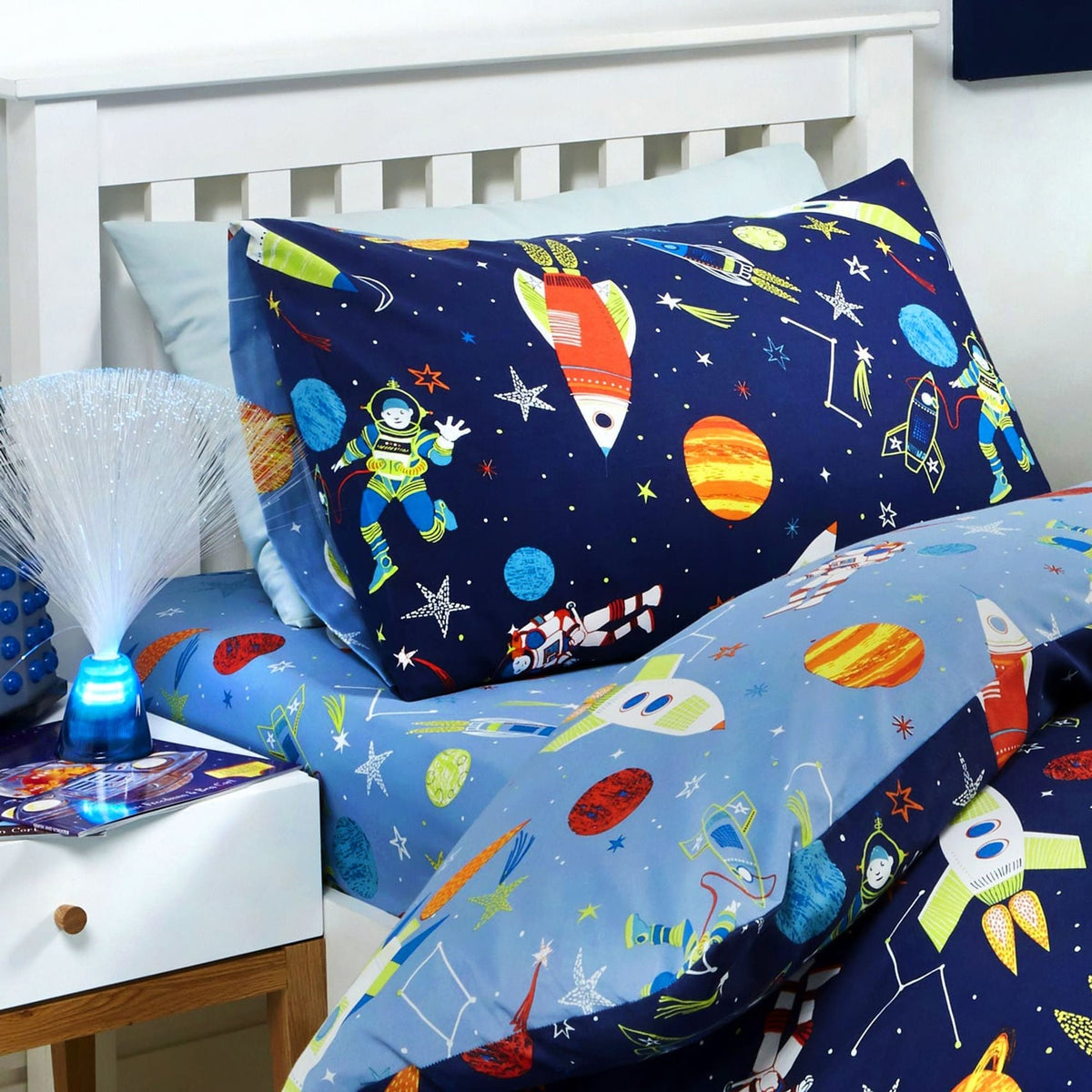 Supersonic Kids 25cm Deep Fitted Sheet Single and Toddler Sizes - Supersonic 25Cm Deep Fitted Bed Sheet In Blue 2