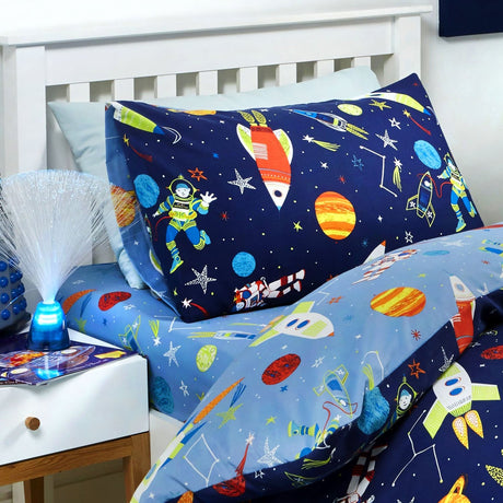 Supersonic Kids 25cm Deep Fitted Sheet Single and Toddler Sizes - Supersonic 25Cm Deep Fitted Bed Sheet In Blue 2