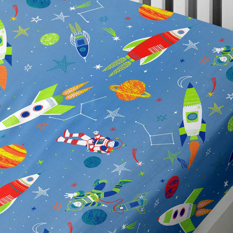Supersonic Kids 25cm Deep Fitted Sheet Single and Toddler Sizes - Supersonic 25Cm Deep Fitted Bed Sheet In Blue 3
