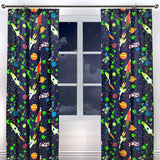 Supersonic Kids Tape Top Curtains Light Filtering Polycotton - Supersonic Pencil Pleat Curtains In Blue 3
