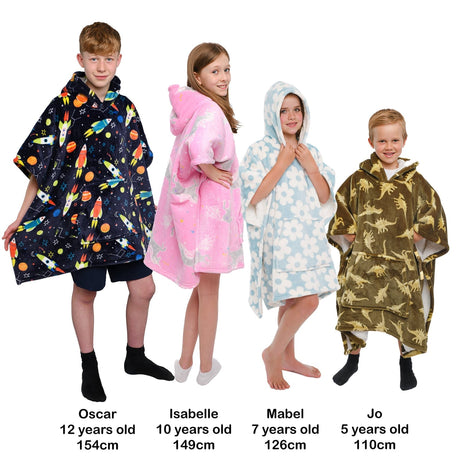 Supersonic Sherpa Fleece Poncho Kids Cosy Wearable Blanket
