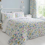 Sweetpea Floral Lilac 100% Cotton Bedspread 230cm x 195cm