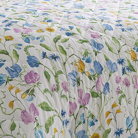 Sweetpea Floral Lilac 100% Cotton Bedspread 230cm x 195cm - Sweetpea Floral Bedspread In Lilac 200Cm X 200Cm 2