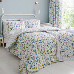 Sweetpea Floral 100% Cotton Lilac Duvet Cover Set