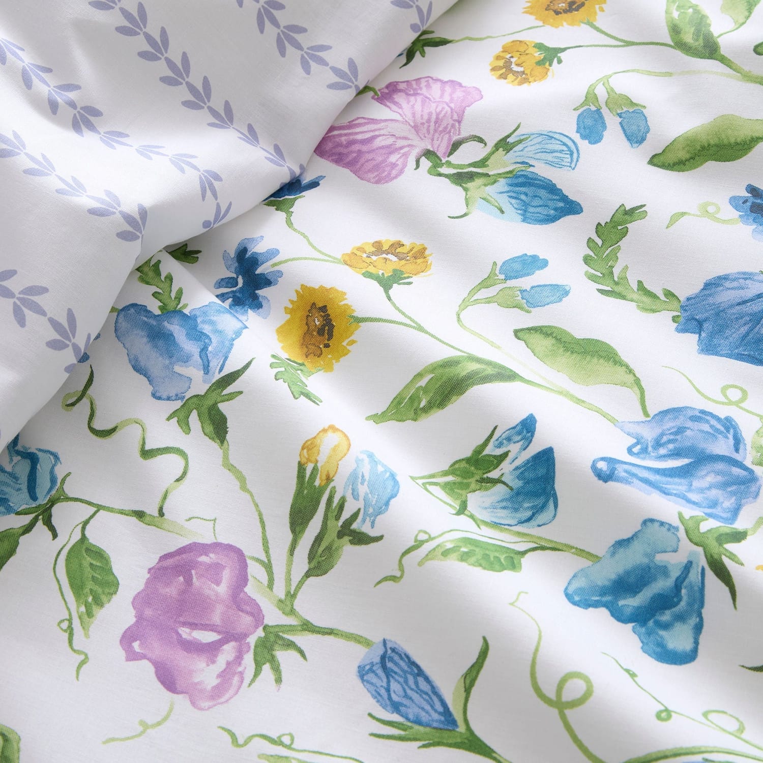 Sweetpea Floral 100% Cotton Lilac Duvet Cover Set - Sweetpea Floral Duvet Cover Set In Lilac 4