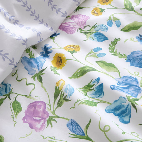Sweetpea Floral 100% Cotton Lilac Duvet Cover Set - Sweetpea Floral Duvet Cover Set In Lilac 4