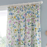 Sweetpea Floral Lilac 100% Cotton Pencil Pleat Curtains 66" x 72" Light Filtering - Sweetpea Floral Pair Of Pencil Pleat Curtains In Lilac 3