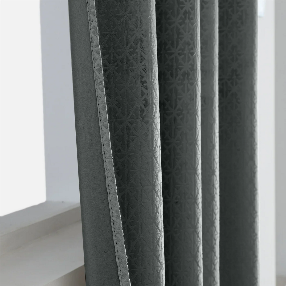 Alan Symonds Temple Velvet Blackout Eyelet Ring Top Curtains in Charcoal - Image 3