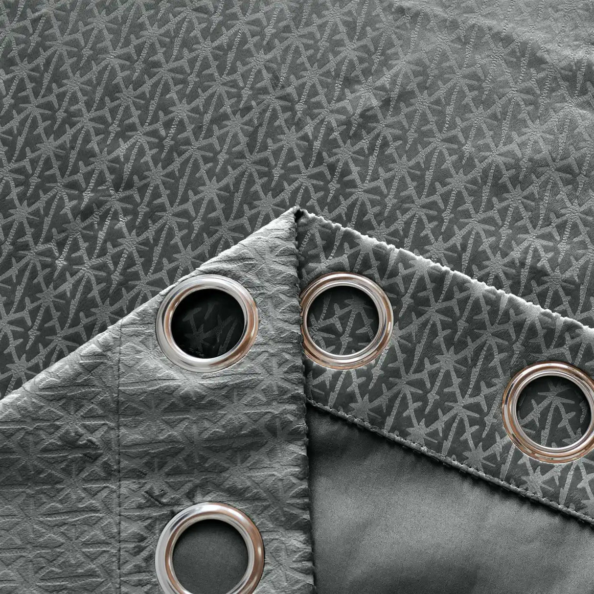 Alan Symonds Temple Velvet Blackout Eyelet Ring Top Curtains in Charcoal - Image 6