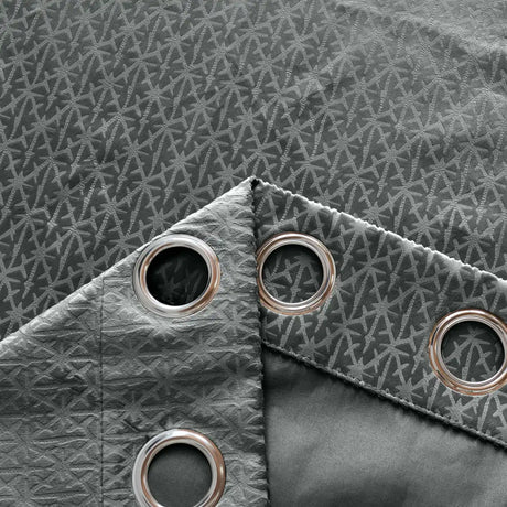 Alan Symonds Temple Velvet Blackout Eyelet Ring Top Curtains in Charcoal - Image 6